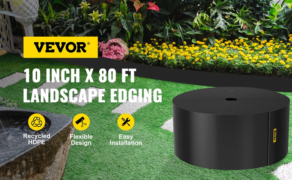 VEVOR Landscape Edging 10 inch x 80 ft overview