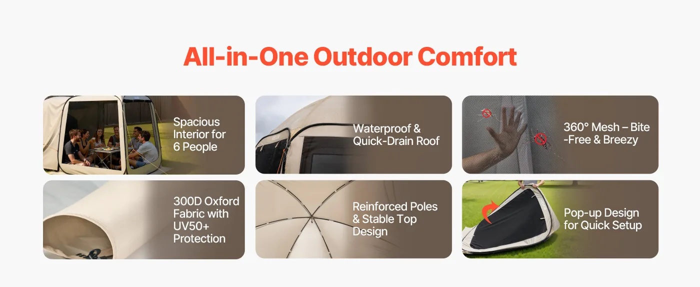 VEVOR Screen House Tent 6*6ft Rear tail model overview