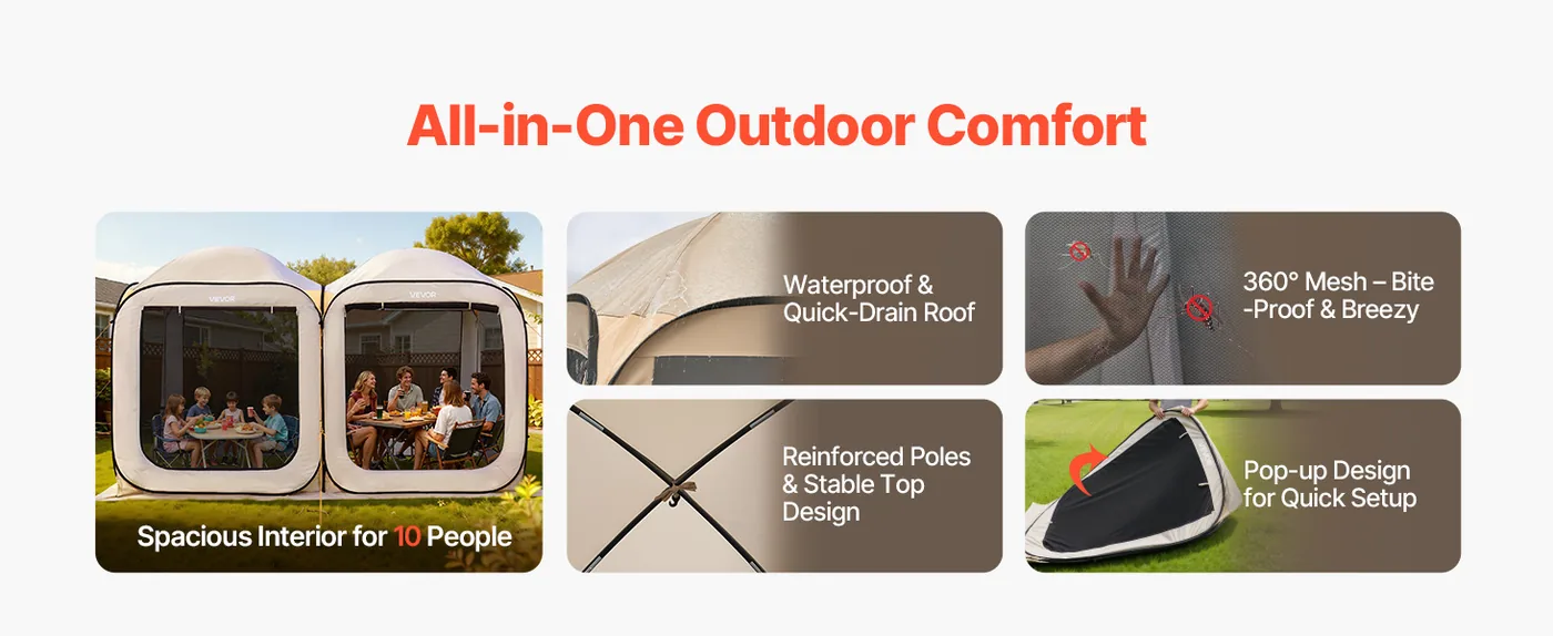 VEVOR Screen House Tent 12*6ft 2-in-1 model overview