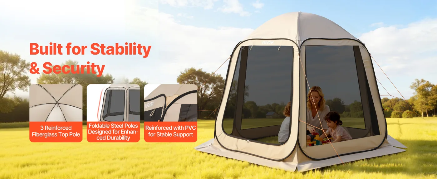 VEVOR Screen House Tent 10*9.2ft Basic model Stable Support