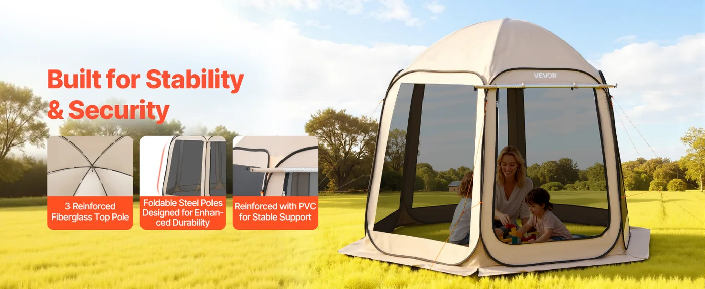 VEVOR Screen House Tent 10*9.2ft Canopy type Stable Support