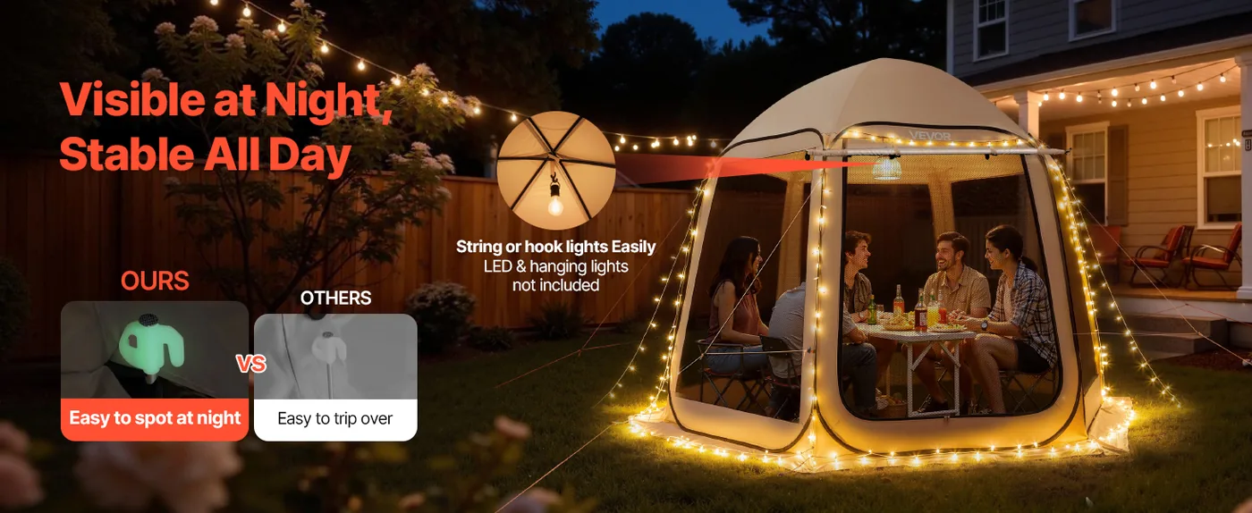 VEVOR Screen House Tent 10*9.2ft Canopy type Night Visible
