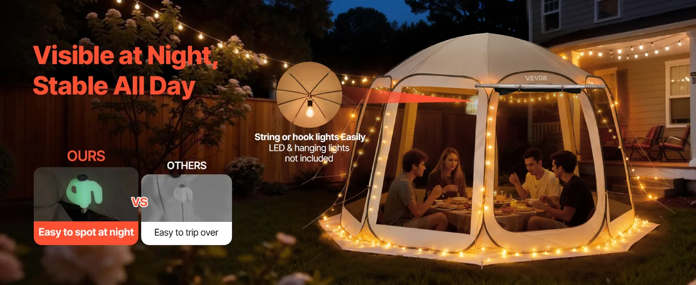 VEVOR Screen House Tent 12*11ft Canopy type Night Visible