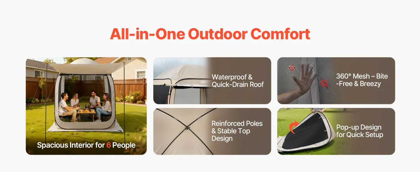 VEVOR Screen House Tent 6*6ft Canopy type overview
