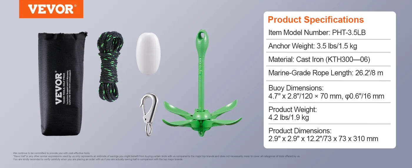 VEVOR Kayak Anchor Kit 3.5 lbs feature 5