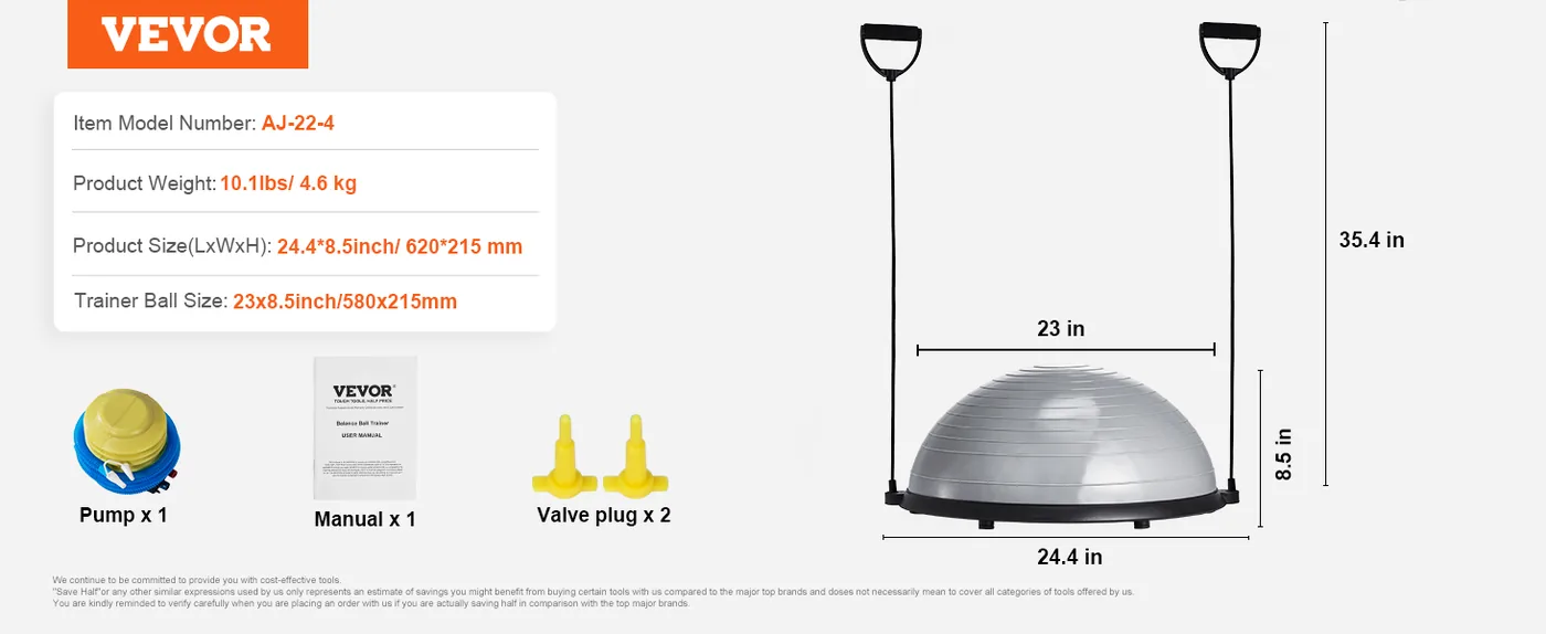 VEVOR half exercise ball with resistance bands