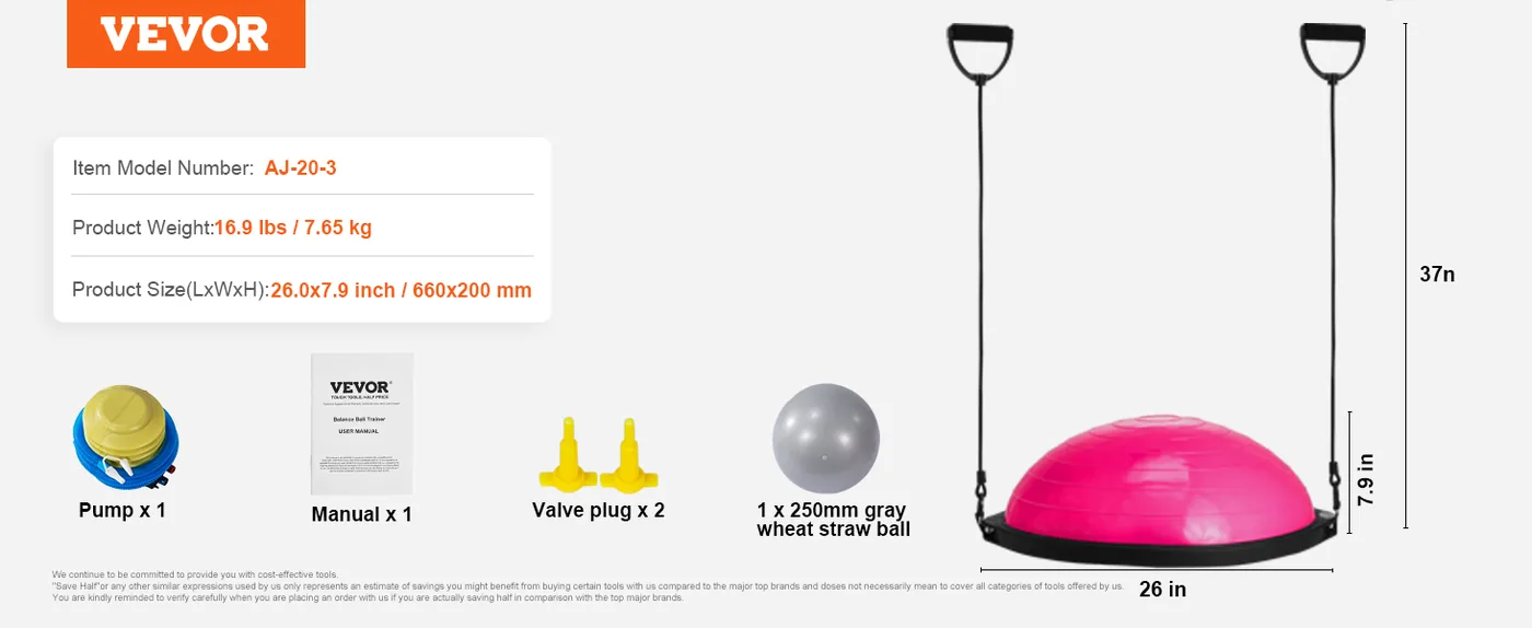 VEVOR half exercise ball with resistance bands