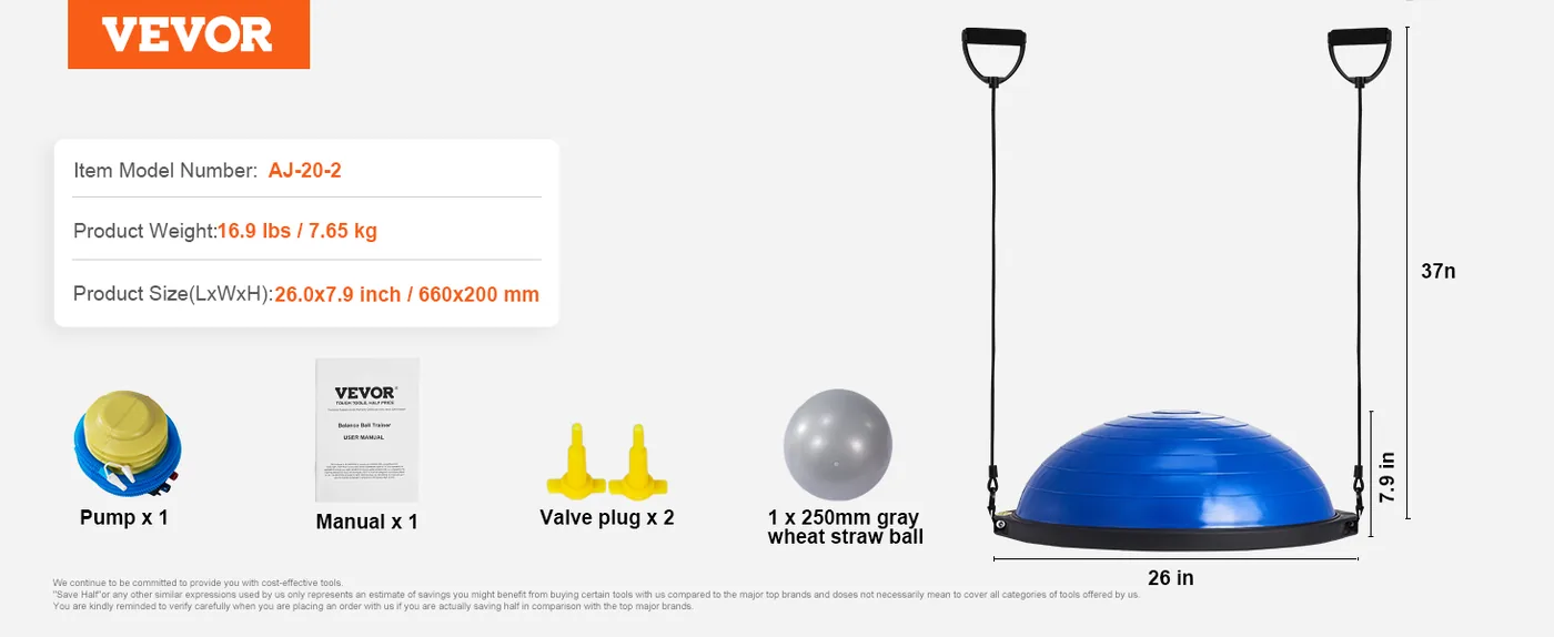 VEVOR half exercise ball with resistance bands
