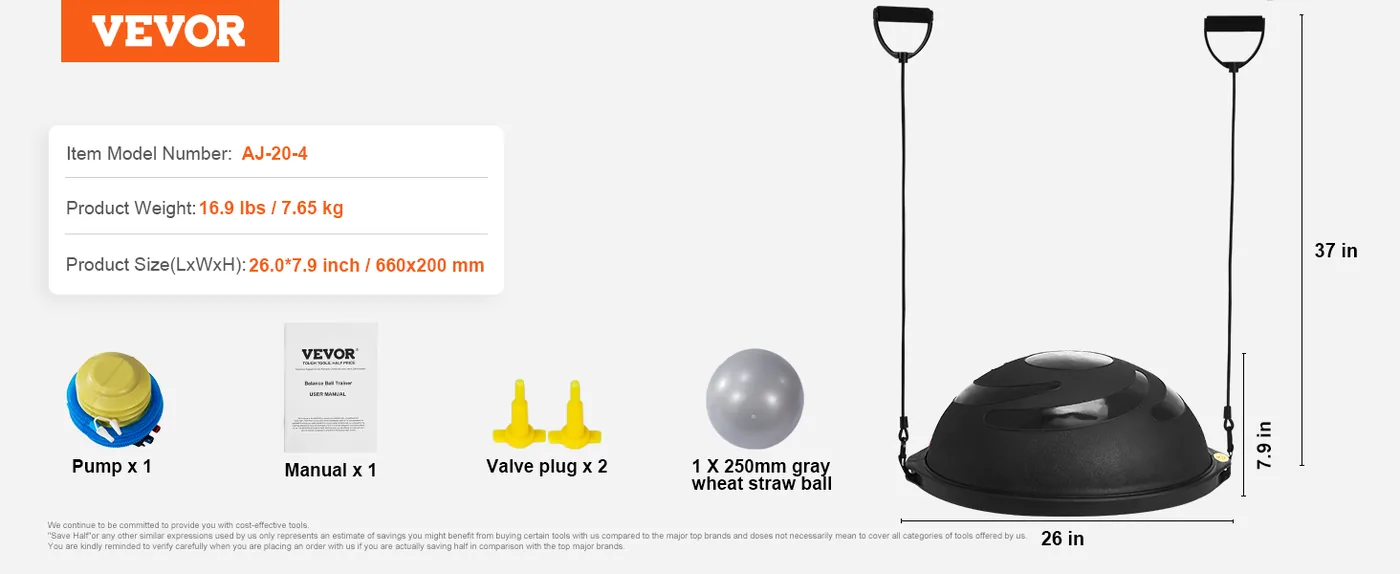 VEVOR half exercise ball with resistance bands