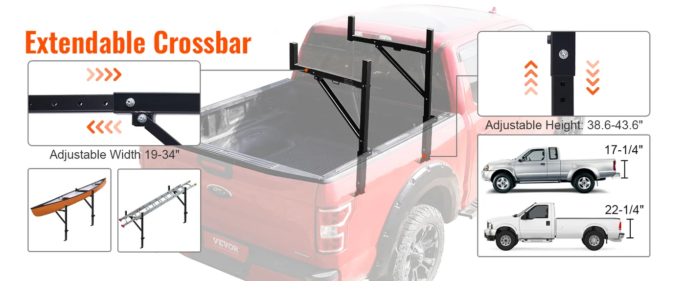 VEVOR Truck Rack Alloy Steel Extension Legs 250 lbs Adjustable Height & Width