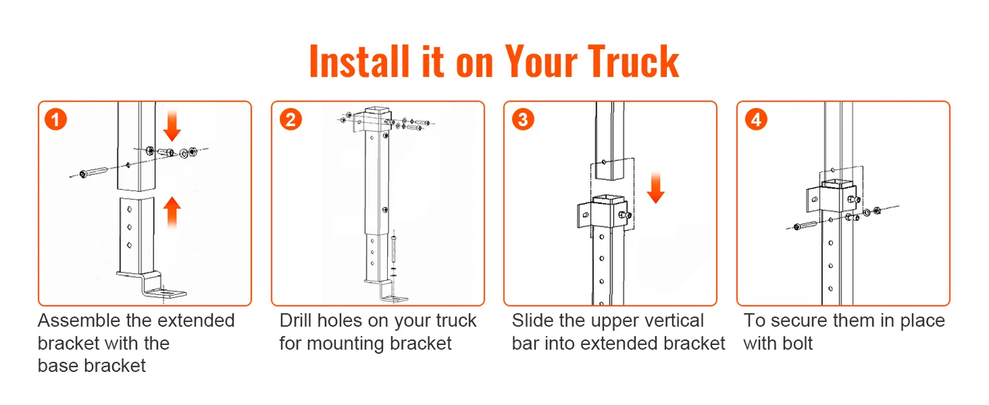 VEVOR Truck Rack Alloy Steel Extension Legs 250 lbs Hassle-free Installation