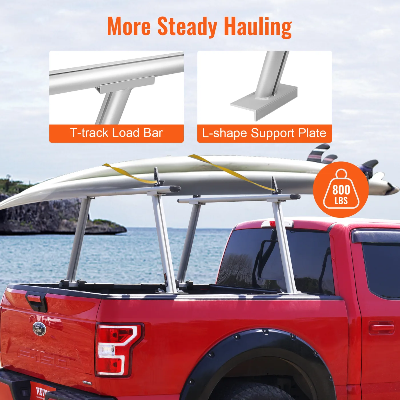 VEVOR Truck Rack Aluminum C-Clamp 800 lbs More Steady Hauling