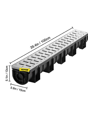 VEVOR Trench Drain System 3 Pcs Stainless steel 100 x 100 mm feature 8