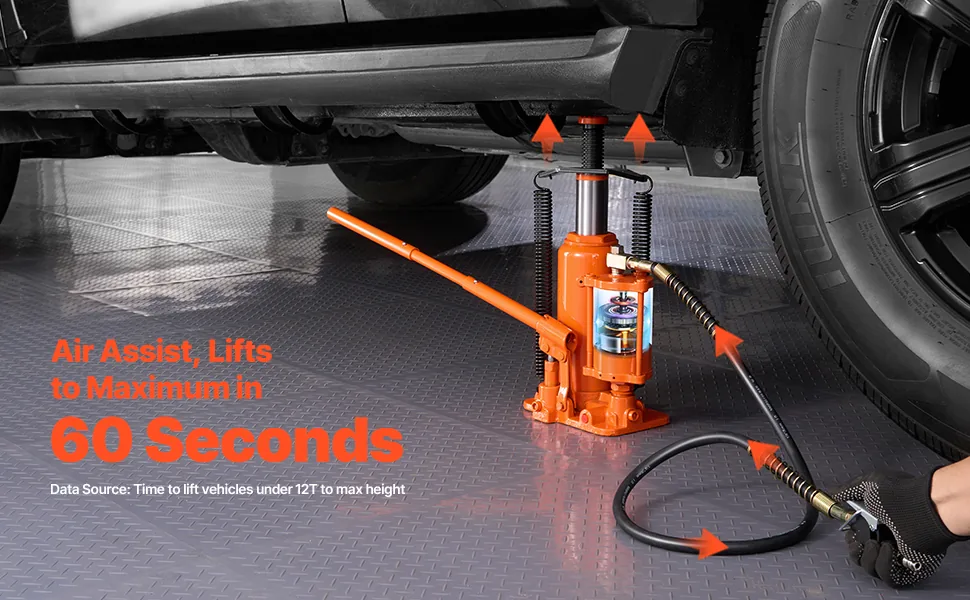 VEVOR Air Hydraulic Bottle Jack Manual + Pneumatic 12 T feature 2