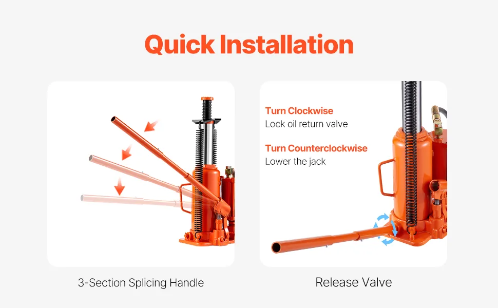 VEVOR Air Hydraulic Bottle Jack Manual + Pneumatic 12 T feature 4