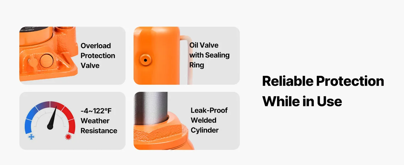 VEVOR Hydraulic Bottle Jack Orange 8-15.8 inch Safe &amp; Reliable