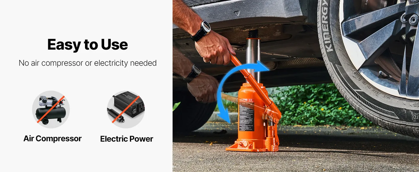 VEVOR Hydraulic Bottle Jack Orange 8.8-17.2 inch Lift Anywhere