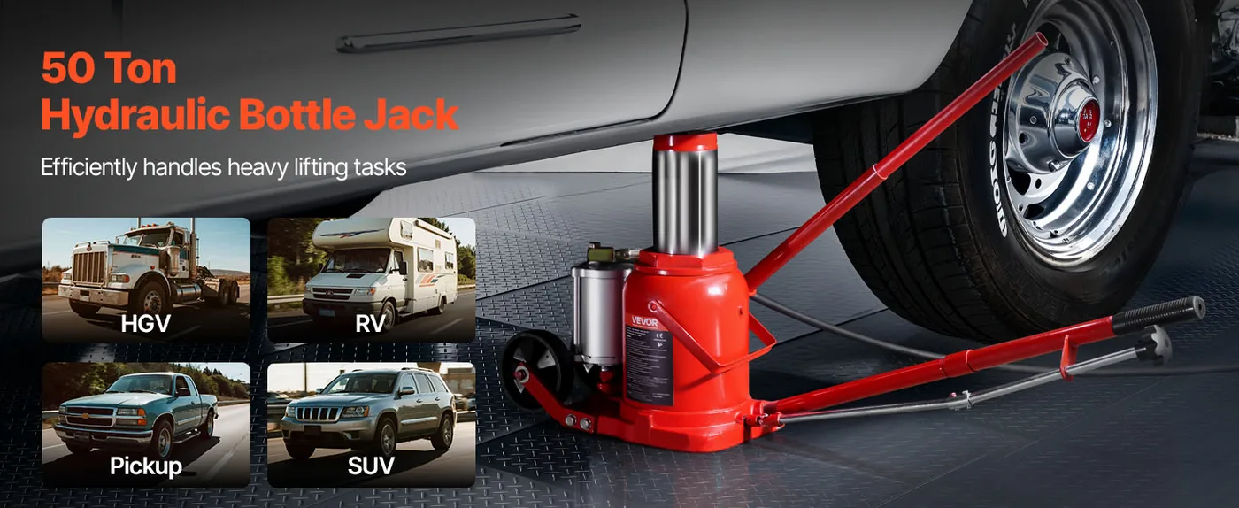 VEVOR Air Hydraulic Bottle Jack Red 10.4-16.1 inch overview