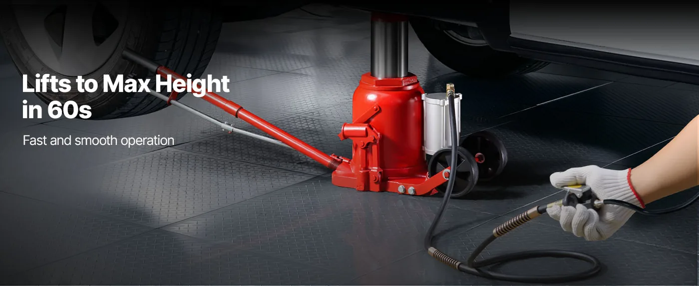 VEVOR Air Hydraulic Bottle Jack Red 10.4-16.1 inch Pneumatic Power Assist