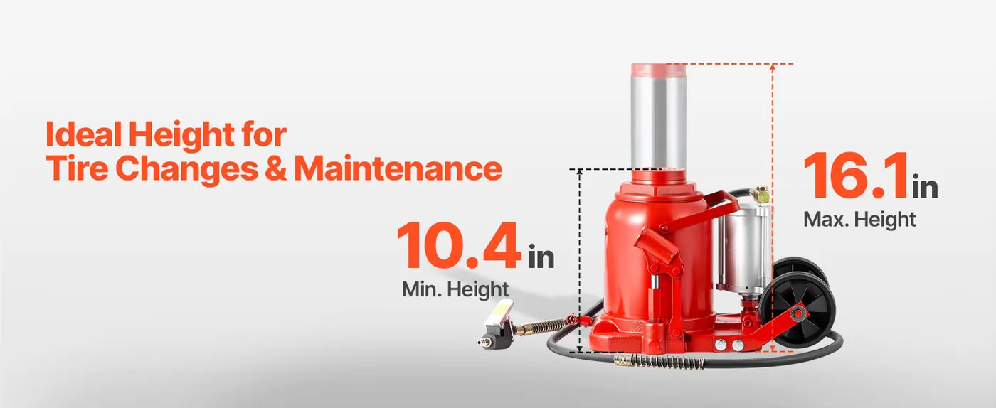 VEVOR Air Hydraulic Bottle Jack Red 10.4-16.1 inch Lifting Range