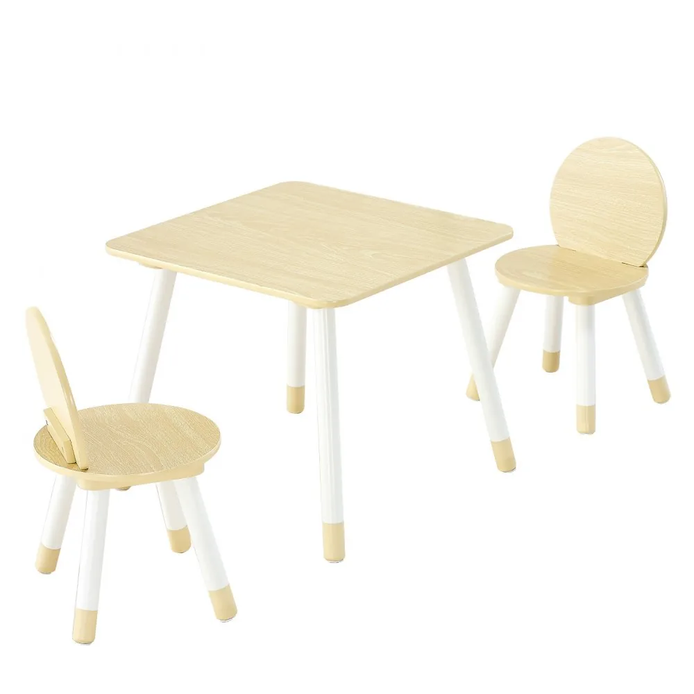 VEVOR Kids Table and 2 Chairs Set Natural Kids Square Table product image 9