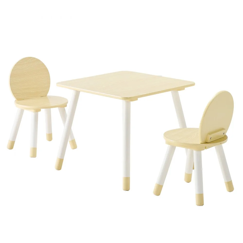 VEVOR Kids Table and 2 Chairs Set Natural Kids Square Table product image 10