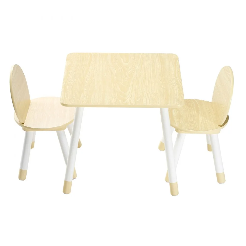 VEVOR Kids Table and 2 Chairs Set Natural Kids Square Table product image 11