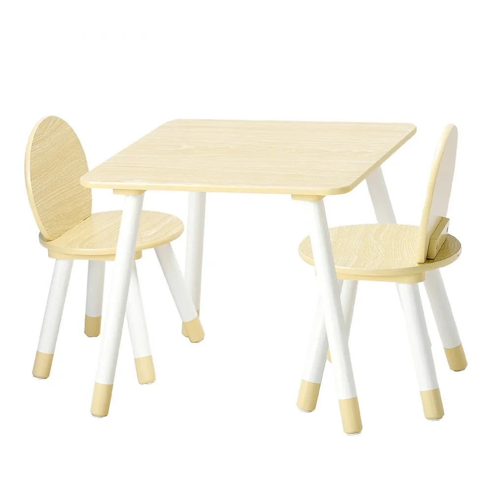 VEVOR Kids Table and 2 Chairs Set Natural Kids Square Table product image 12