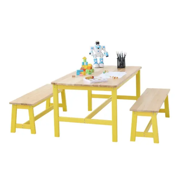VEVOR Kids Table and Bench Set Natural product image 1