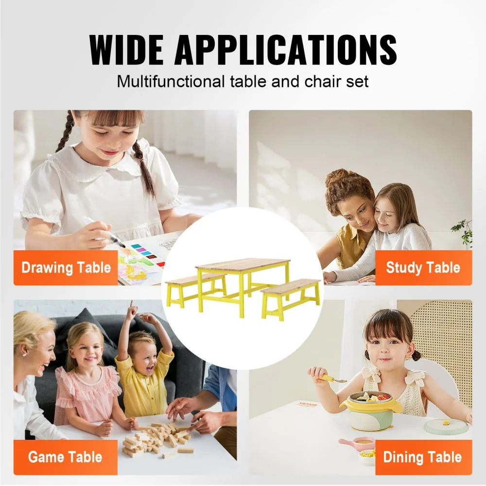 VEVOR Kids Table and Bench Set Natural product image 6
