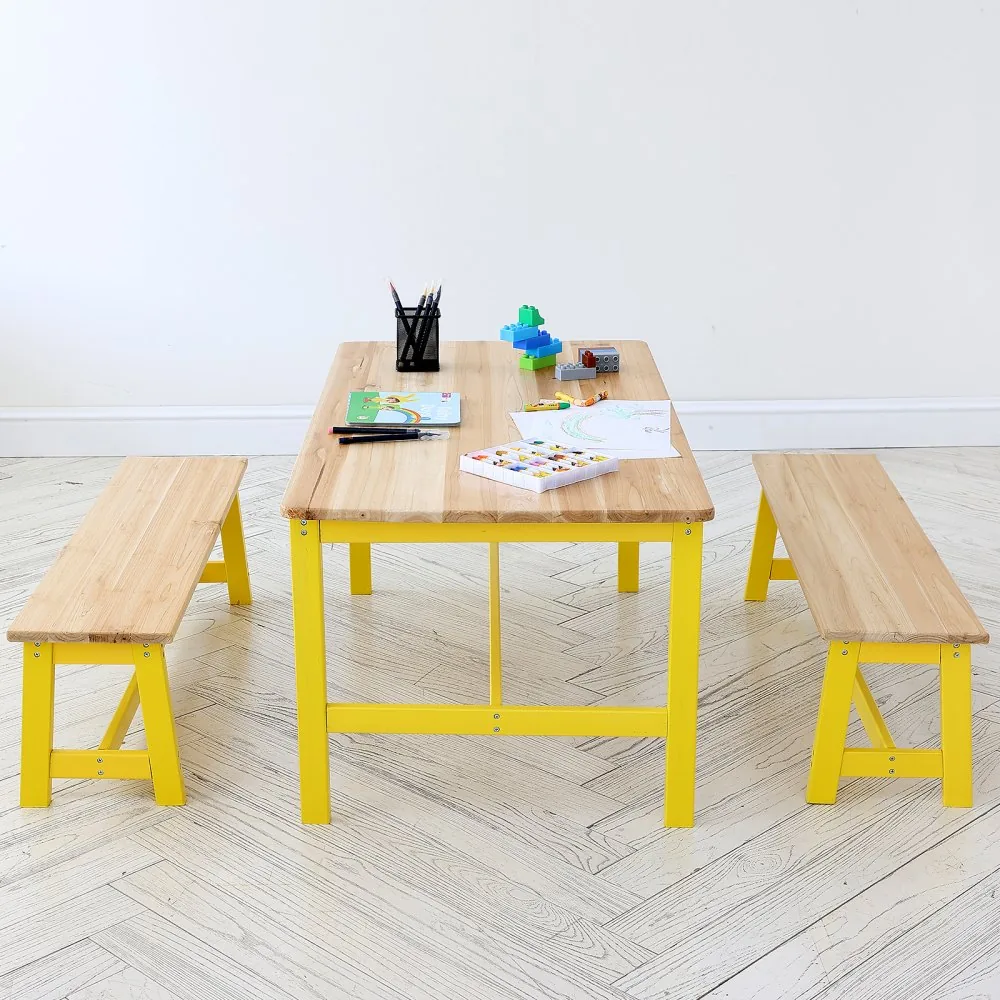 VEVOR Kids Table and Bench Set Natural product image 8