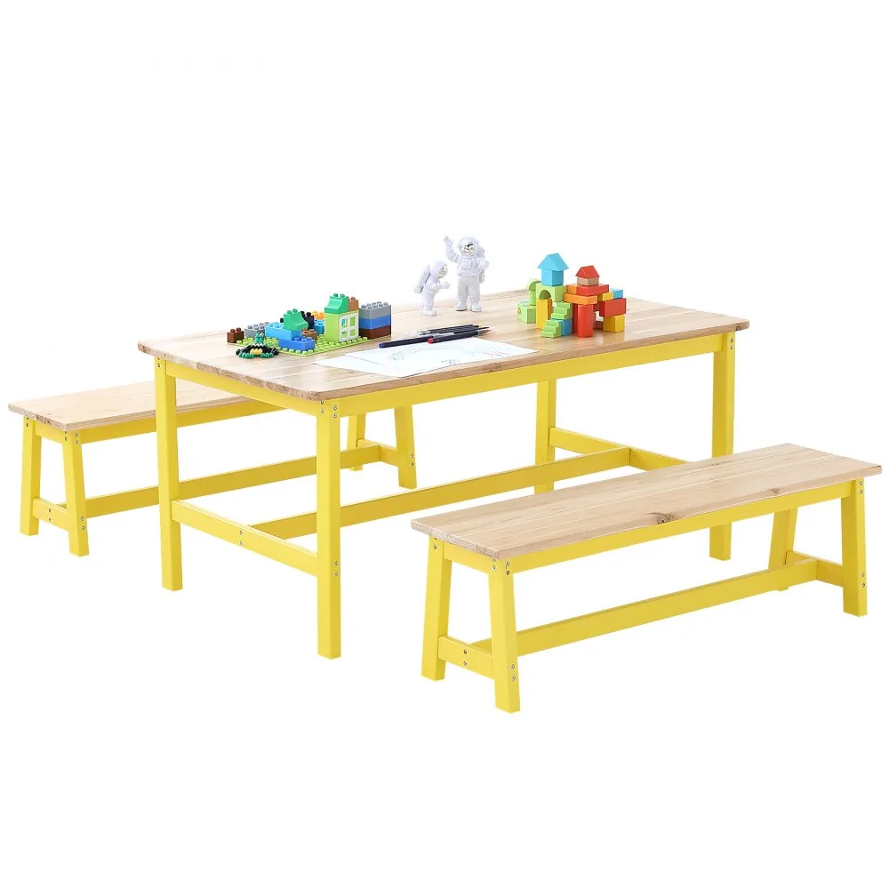 VEVOR Kids Table and Bench Set Natural product image 9