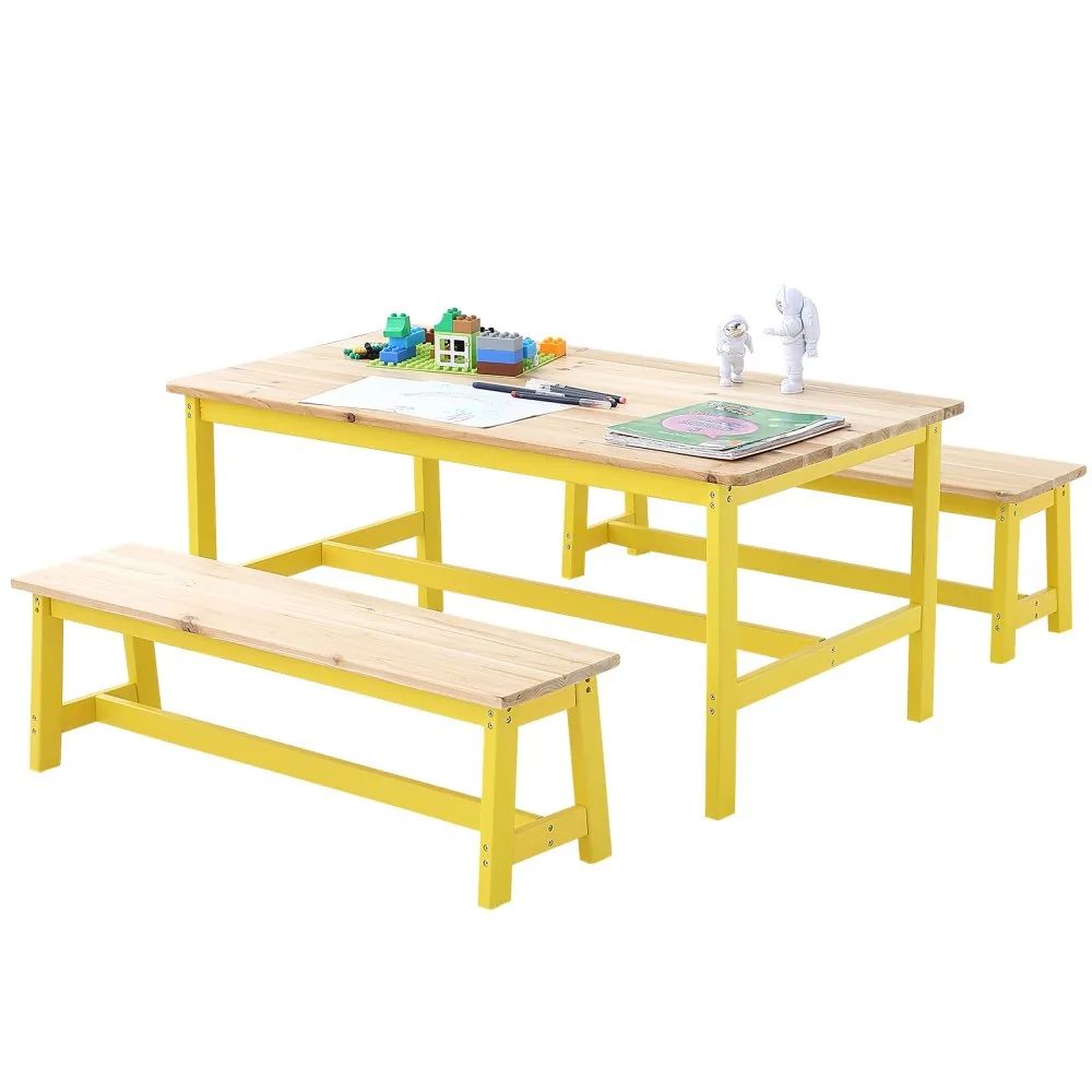 VEVOR Kids Table and Bench Set Natural product image 10