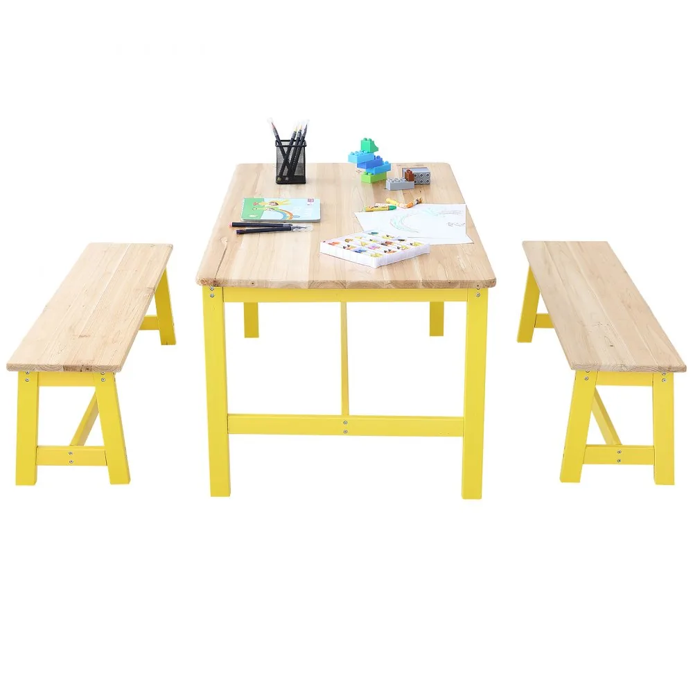VEVOR Kids Table and Bench Set Natural product image 11