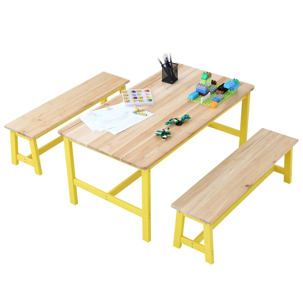 VEVOR Kids Table and Bench Set Natural product image 12