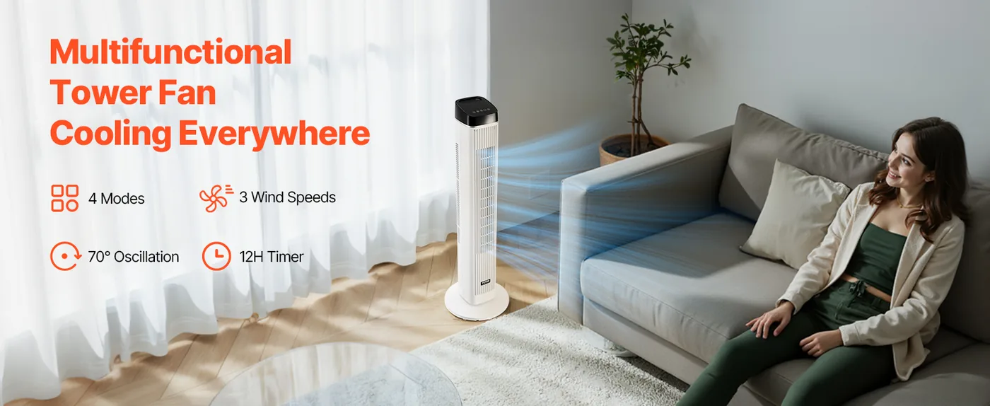VEVOR Tower Fan 40inch Tower Fan-3 adjustable speeds overview