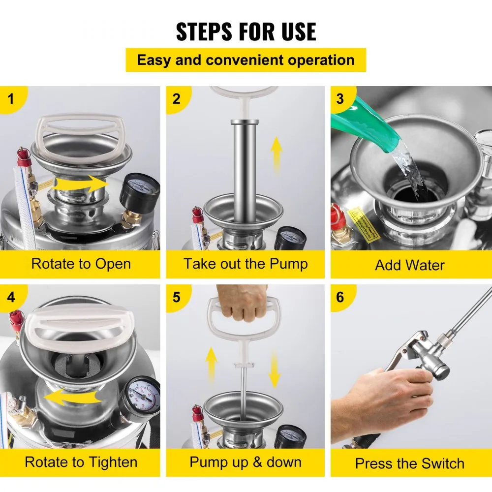 VEVOR 3 Gallon Stainless Steel Sprayer 20 in Wand dimensions
