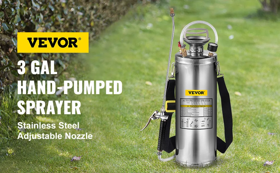 VEVOR 3 Gallon Stainless Steel Sprayer 20 in Wand overview