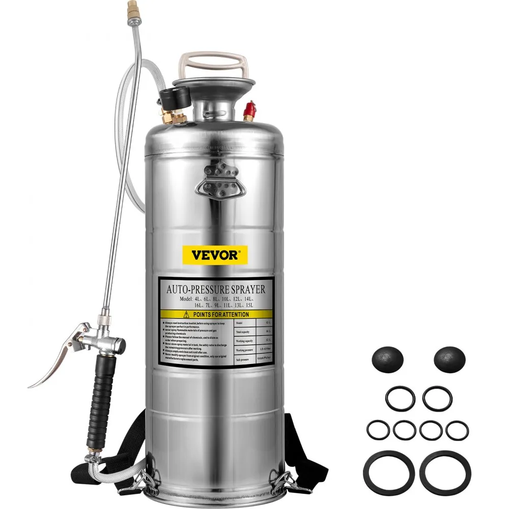 VEVOR 3.5 Gallon Stainless Steel Sprayer 20 in Wand front view