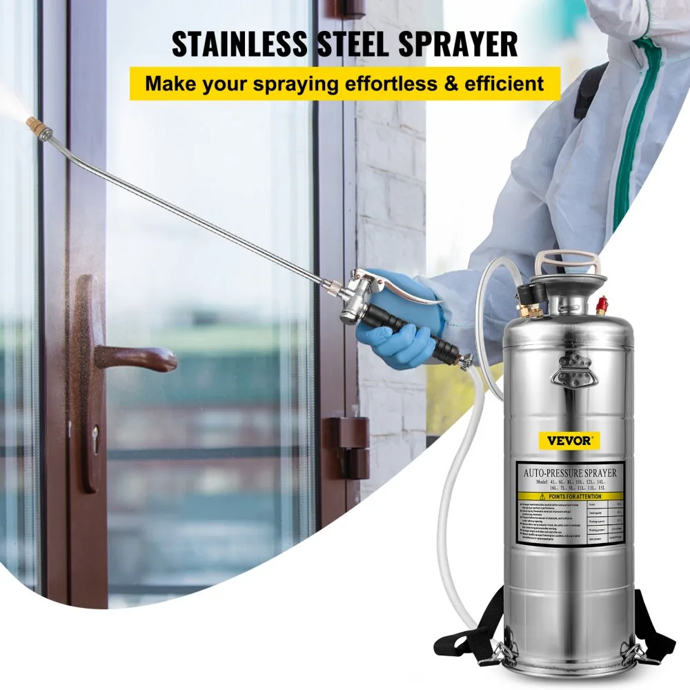VEVOR 3.5 Gallon Stainless Steel Sprayer 20 in Wand in use