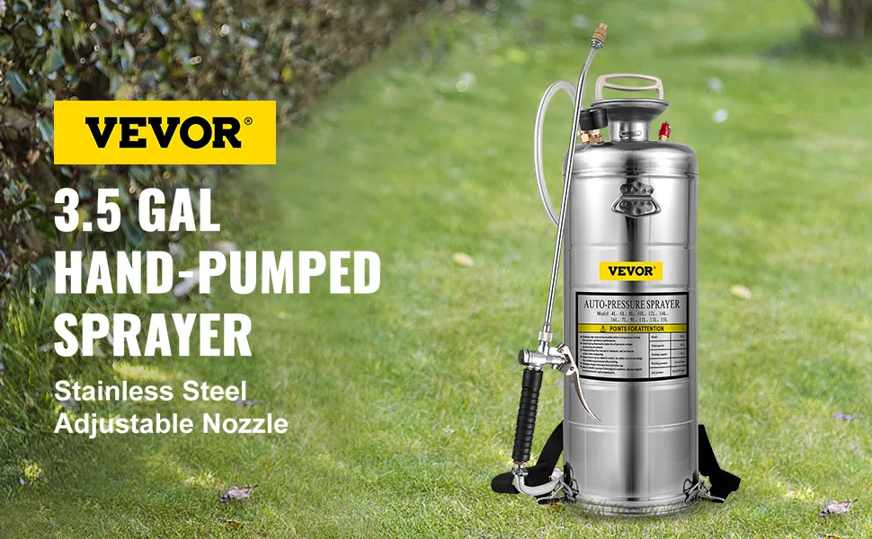 VEVOR 3.5 Gallon Stainless Steel Sprayer 20 in Wand overview