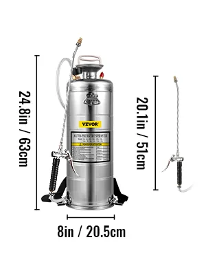 VEVOR 3.5 Gallon Stainless Steel Sprayer 20 in Wand adjustable spray detail 4