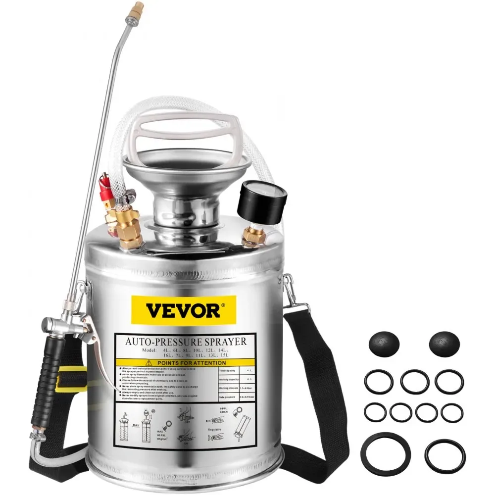 VEVOR 1 Gallon Stainless Steel Sprayer 12 in Wand front view