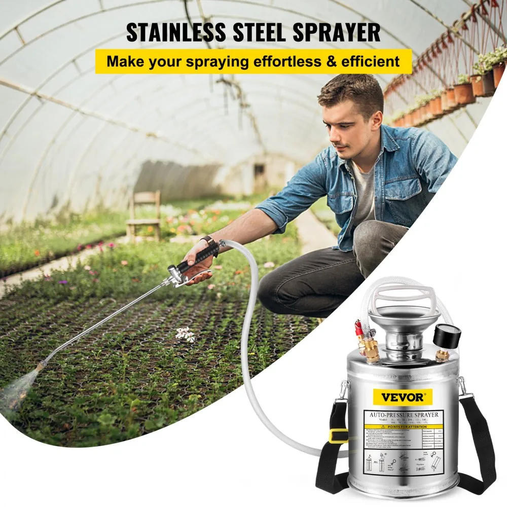 VEVOR 1 Gallon Stainless Steel Sprayer 12 in Wand in use
