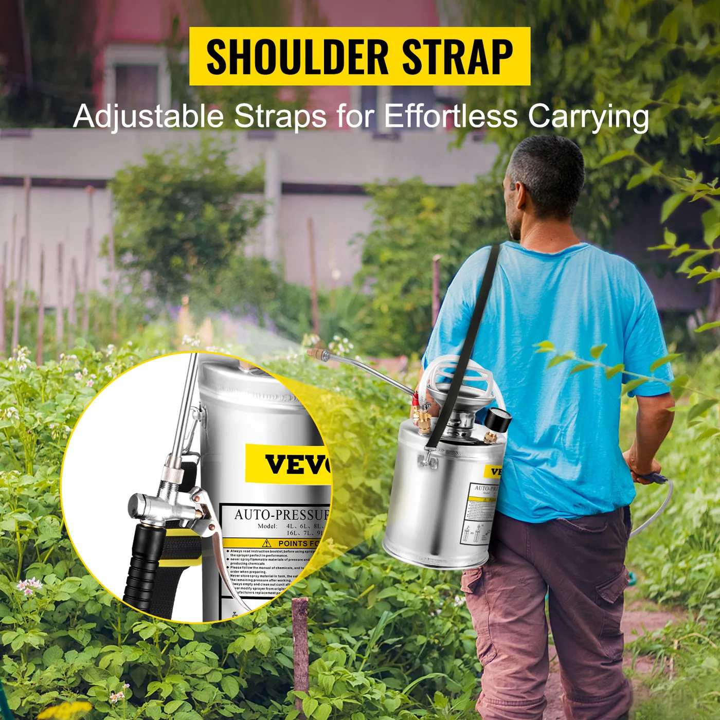 VEVOR 1 Gallon Stainless Steel Sprayer 12 in Wand steel tank detail 4