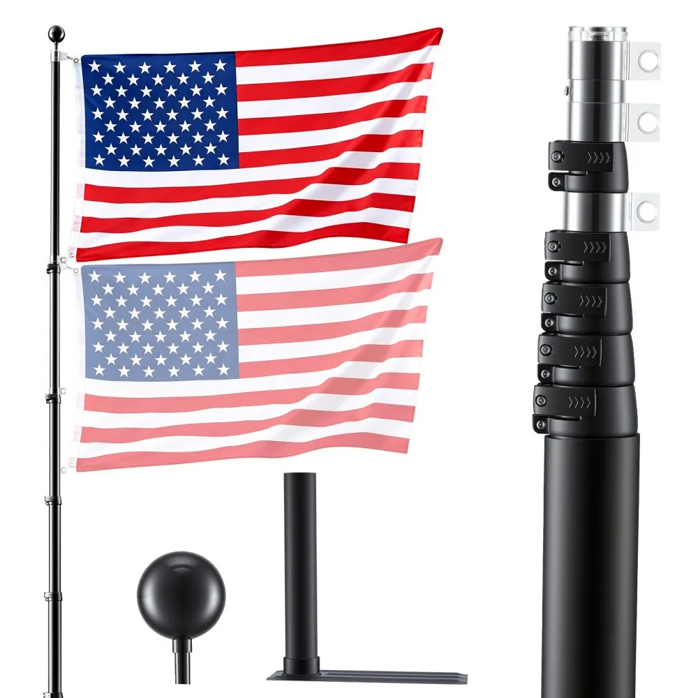 VEVOR Flag Pole Black 20 ft with Mount Base product image 1
