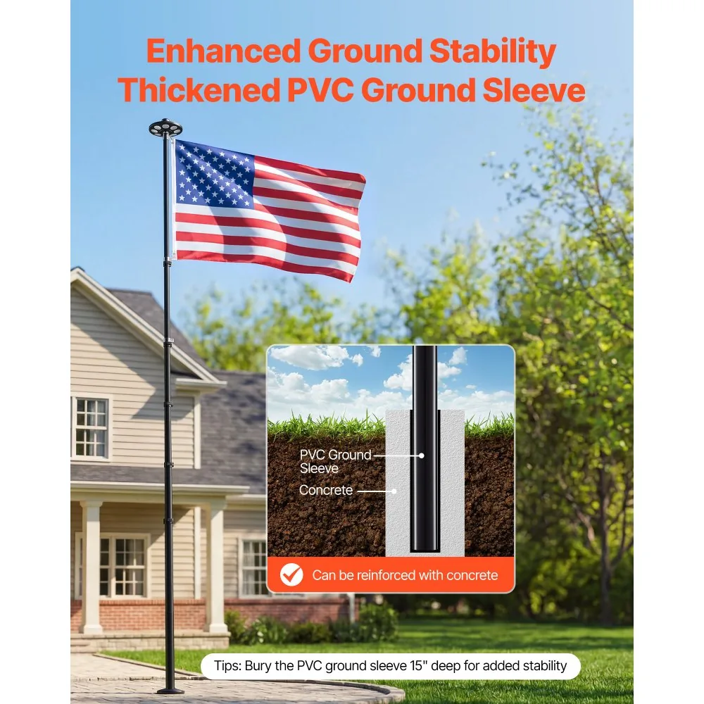 VEVOR Flag Pole Black 20 ft with Light product image 6
