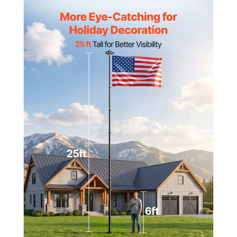 VEVOR Flag Pole Black 25 ft with Light product image 4