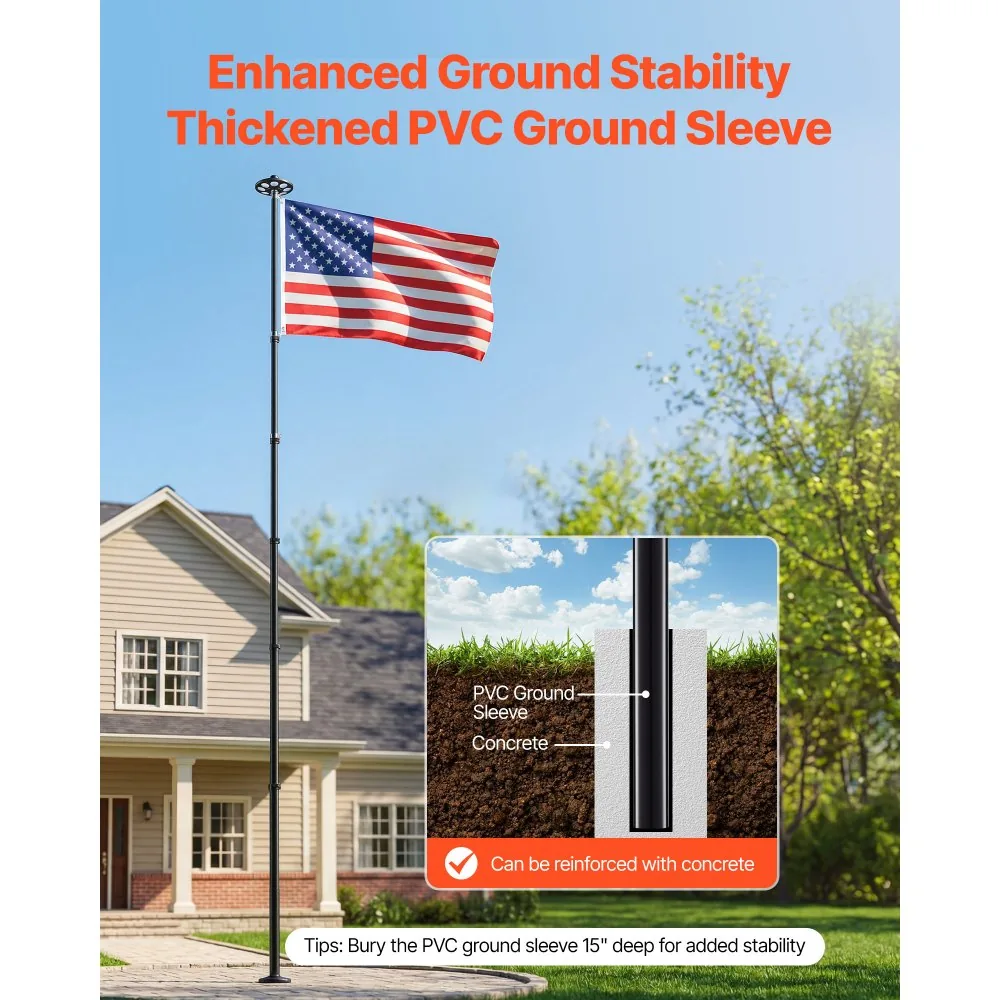 VEVOR Flag Pole Black 25 ft with Light product image 6