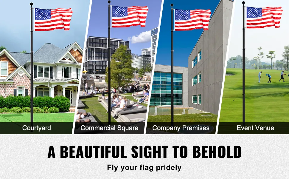VEVOR 20FT Telescoping Flag pole Kit Black 20 ft feature 4